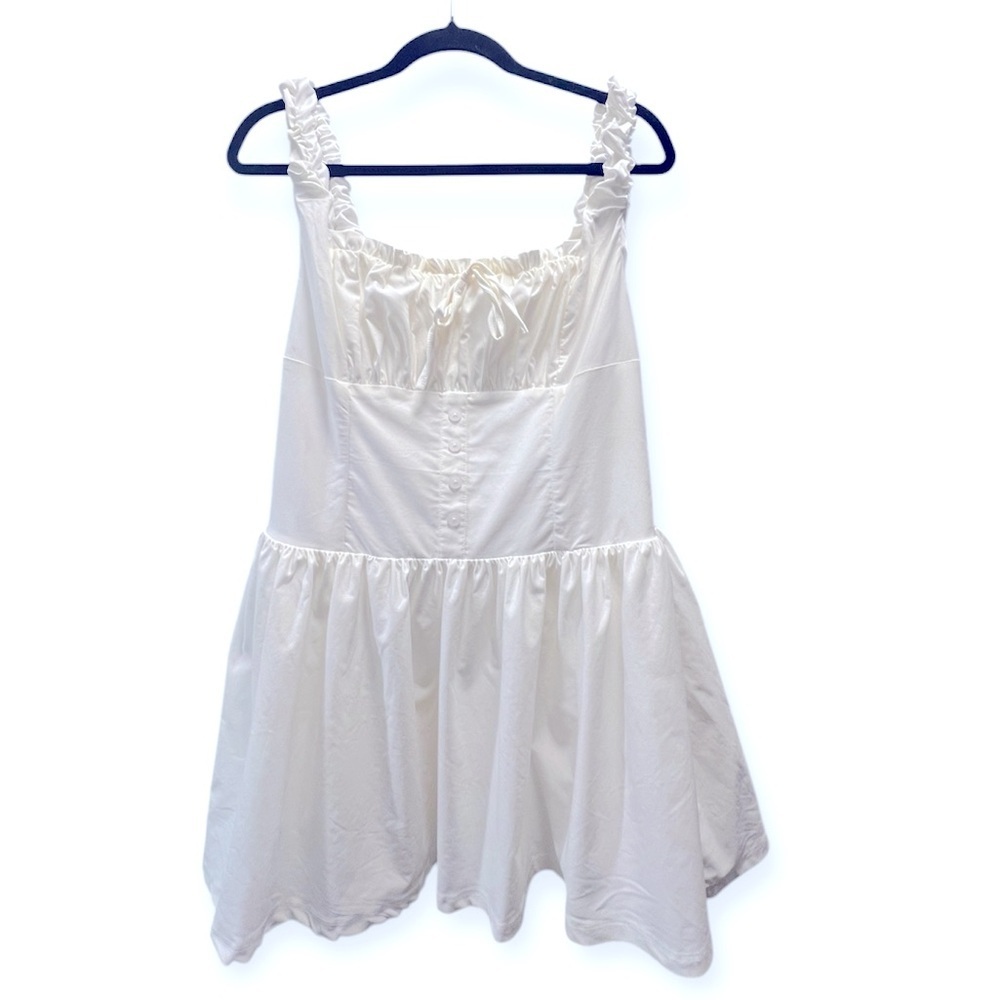 NWT White Ruched Chest Button Front Mini Dress- Size 1XL